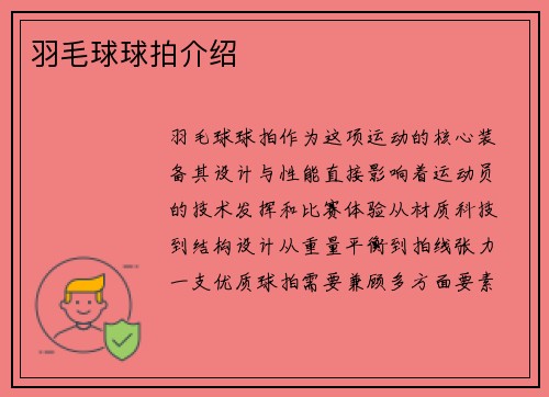 羽毛球球拍介绍